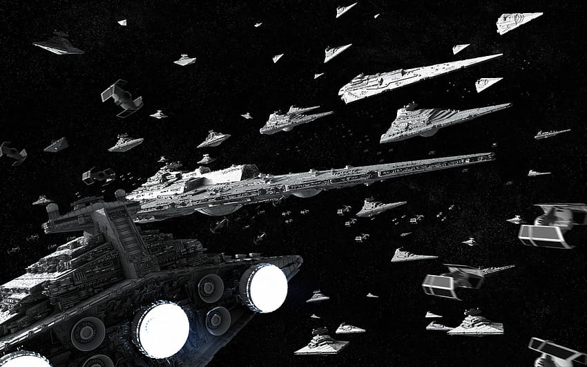 : Star Wars, night, space, sky, atmosphere, TIE Fighter, Star Destroyer, midnight, Super Star Destroyer, darkness, 1920x1200 px, spacecraft, computer , black and white, monochrome graphy 1920x1200, super star destroyer executor HD wallpaper