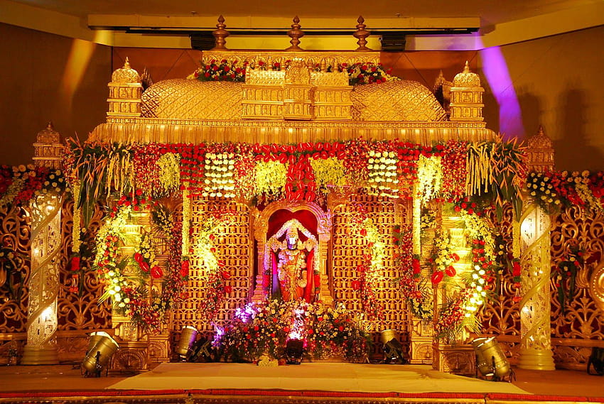 Fundos de decorações de palco de casamento de casamento da Índia, fundo de casamento papel de parede HD