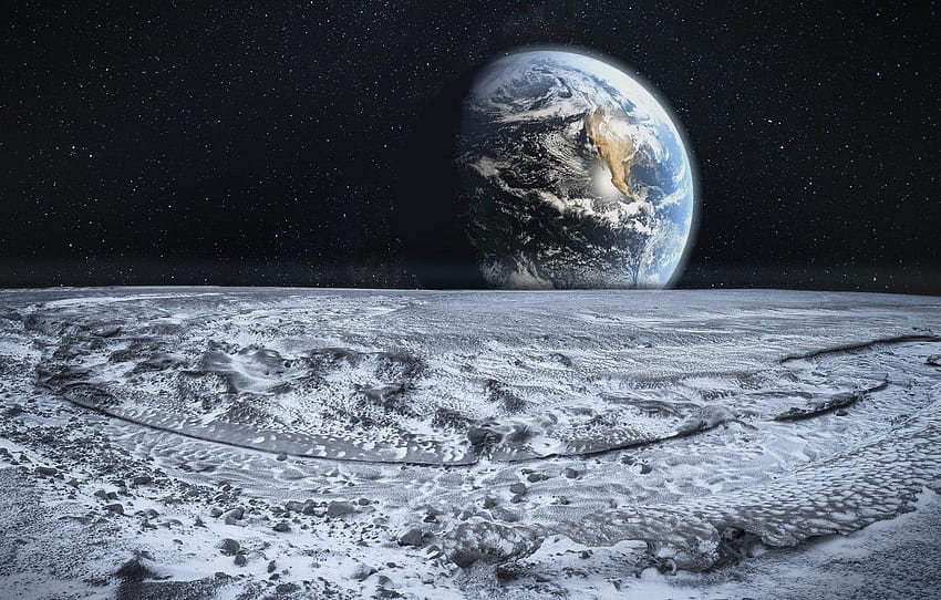 พื้นผิว โลก ดวงจันทร์ ส่วน космос พื้นผิวดวงจันทร์ วอลล์เปเปอร์ HD