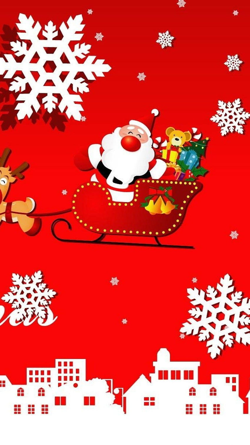 Santa on the sled Christmas iPhone 6 plus, christmas sled HD phone ...