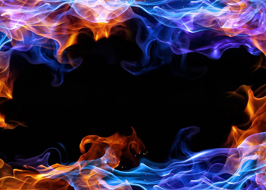 Symphony of Fire Smoke 14811, niebieski kontra czerwony ogień Tapeta HD