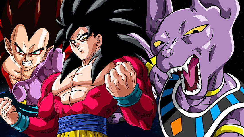 Goku & Vegeta Super Saiyan 4 vs Beerus & Whis, dragon ball z goku and vegeta super saiyan 4 HD wallpaper