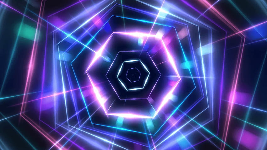 Hexagon Neon Light VJ Party Backgrounds モーション背景、ネオンライトの背景 高画質の壁紙
