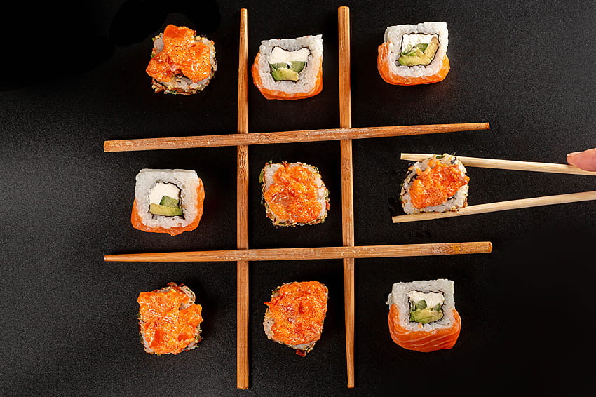 Sushi Food Pauzinhos Fundos cinza papel de parede HD