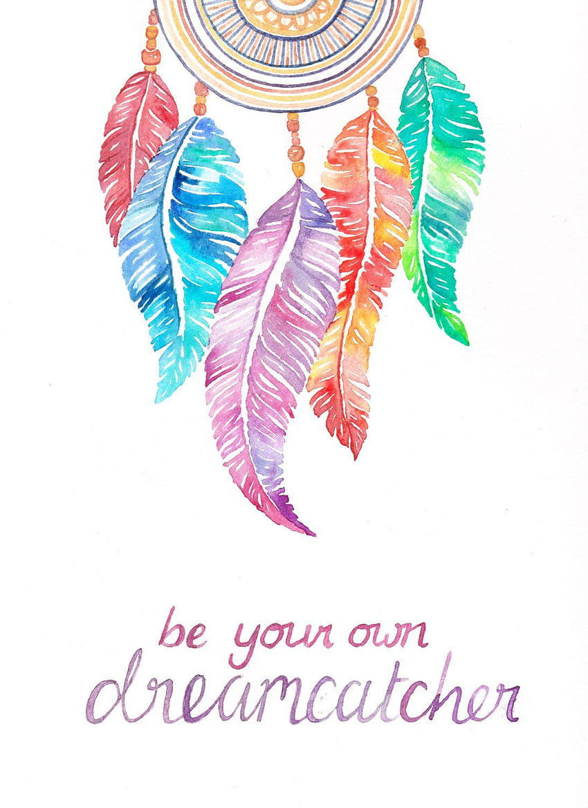 Dreamcatcher Watercolour Illustration // Quote Painting // Feather, tumblr dreamcatcher HD phone wallpaper