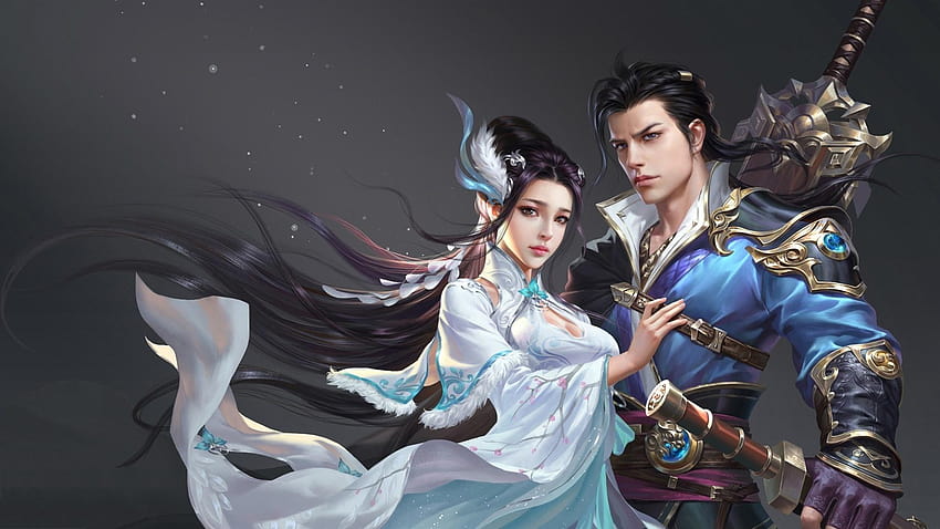 Chinesisches Mädchen und Junge der Fantasie, Kunst, chinesischer Animejunge HD-Hintergrundbild