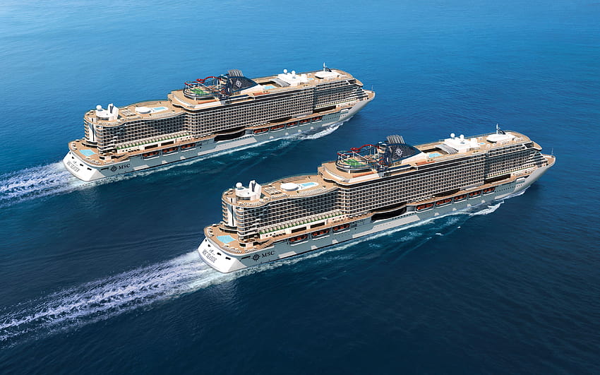 MSC Seaview, MSC Seaside, yolcu gemisi, deniz, Seaside, MSC Cruises, 3840x2400 çözünürlüklü. Yüksek Kalite HD duvar kağıdı