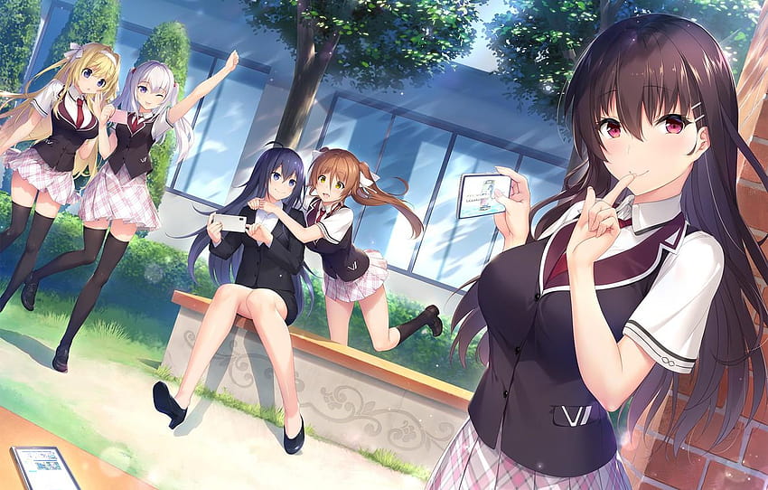 trees, the game, Girls, Games, Anime, school, school uniform anime HD wallpaper