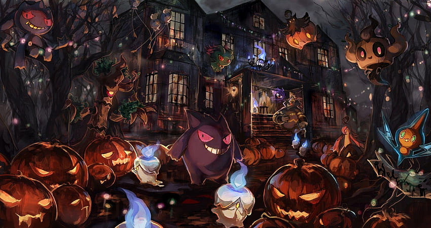 Gengar, Pokemon, Drifloon, Halloween, Lambung, Dusknoir, pokemon halloween Wallpaper HD