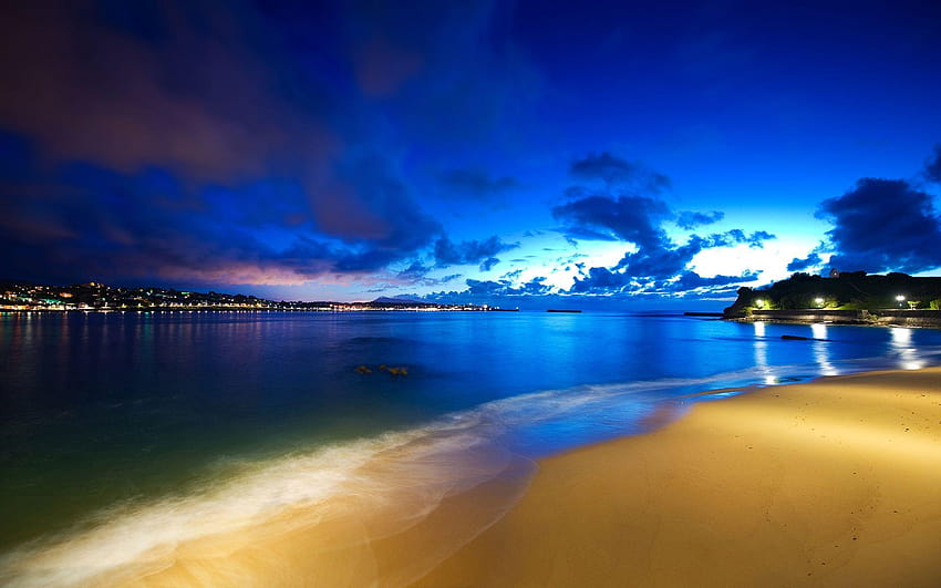 Playa de cielo azul nocturno, la mayoría fondo de pantalla