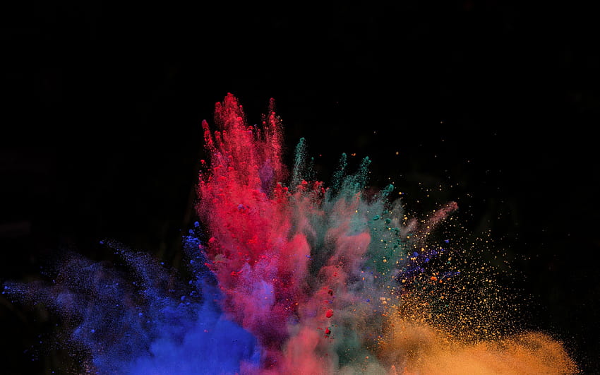 Esplosione di colori brillanti su nero, esplosione di colori Sfondo HD