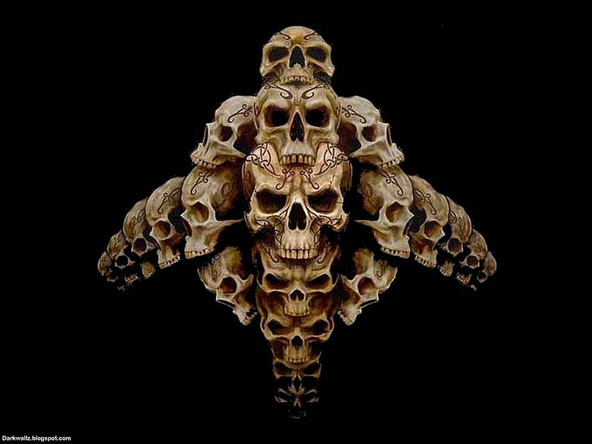Skulls 64 dark skull [1400x1050, golden skull HD wallpaper