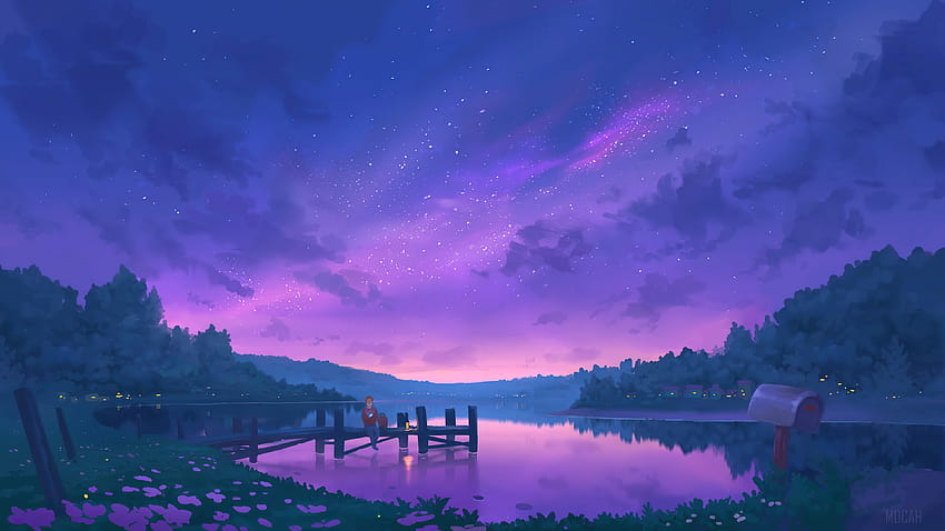 340200 Digital Art, Night, Lake, Sky, Scenery, Nature, night lake HD ...