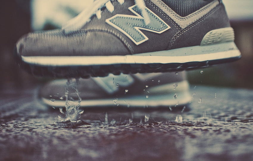 drops, puddle, new balance. sneakers , section стиль, new balance logo HD wallpaper