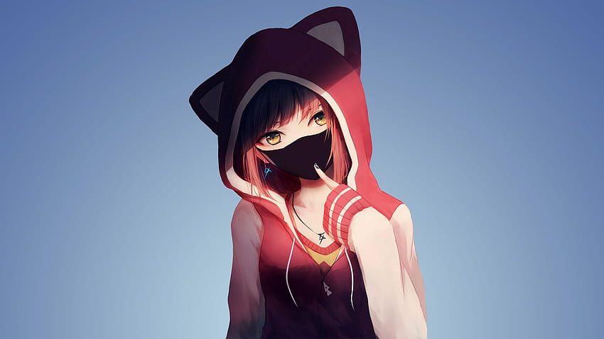Female anime character wearing black hoodie wallpaper HD wallpaper   Wallpaper Flare