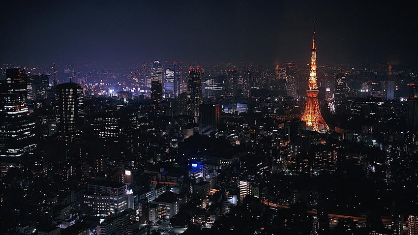 1920x1080 tokio, japonia, miasto, noc, światła, anime miasto tokio Tapeta HD
