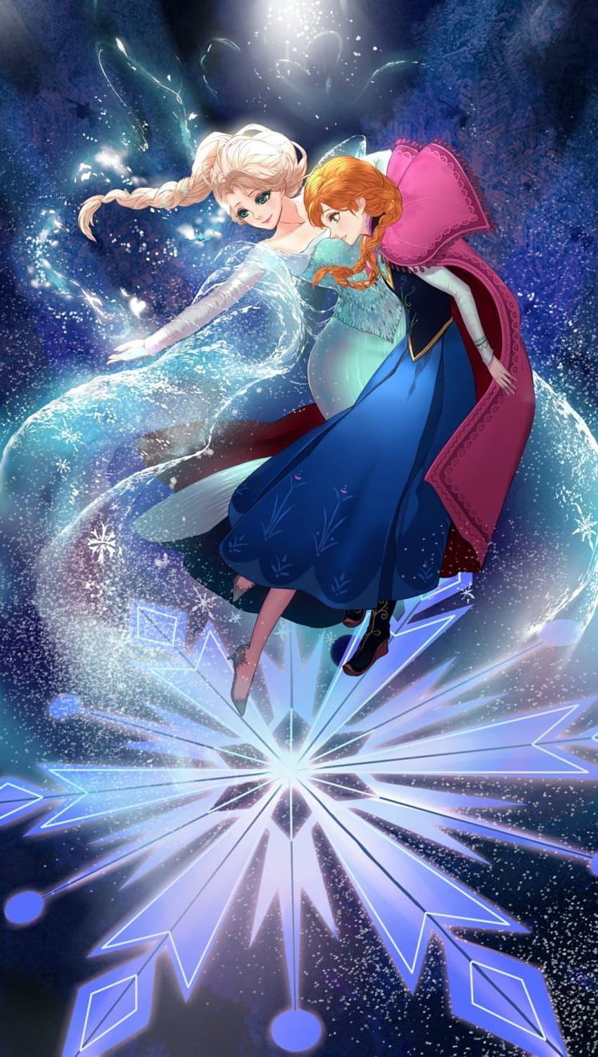Prenses Elsa, Prenses Anna, Çizgi Film, Karlar Ülkesi, fan sanatı anime mobil HD telefon duvar kağıdı