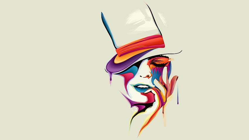 Face Abstract White girl girls paint drops mood psychedelic, girl drawing HD wallpaper