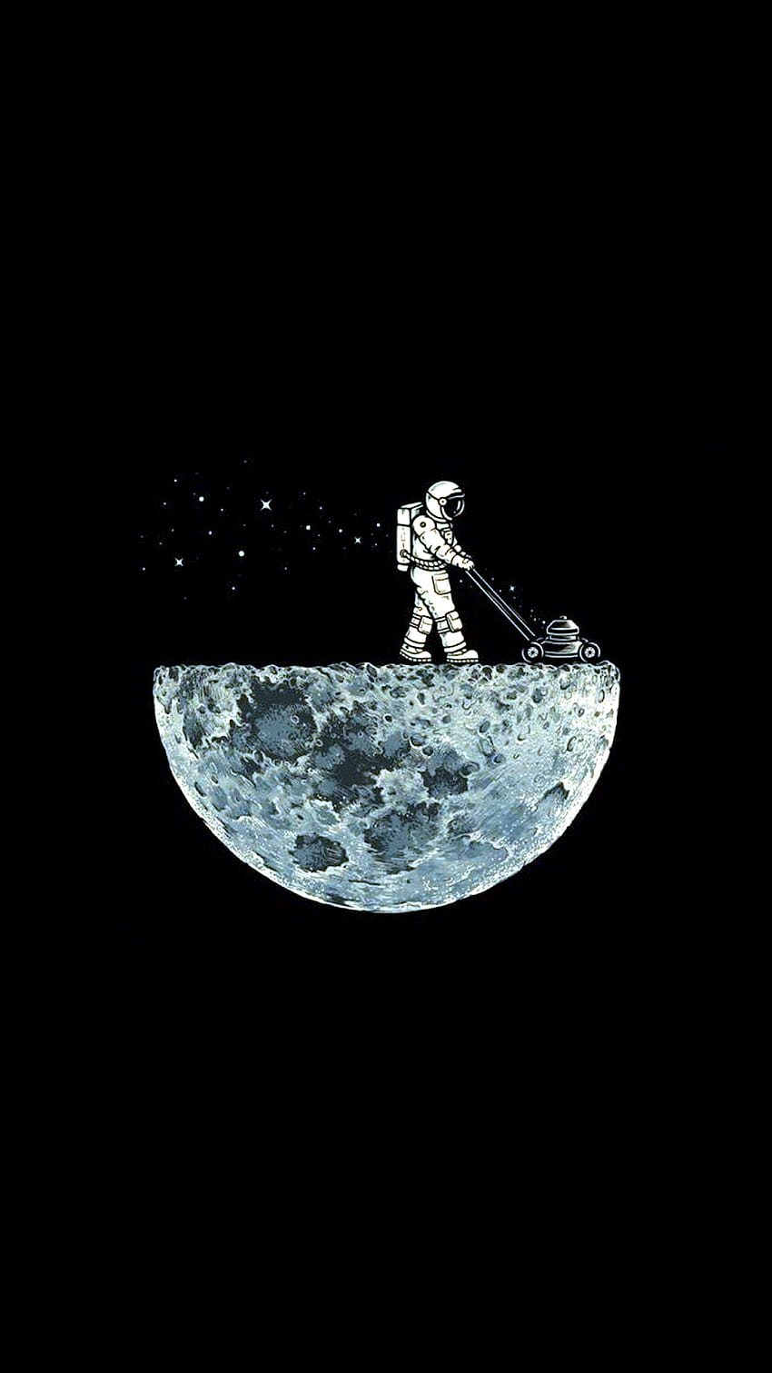 Mesin Pemotong Rumput Bulan Astronot, bulan amoled wallpaper ponsel HD