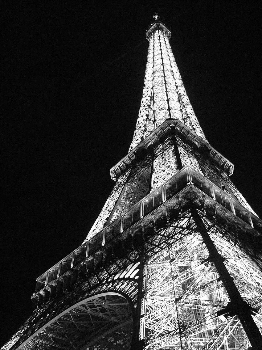Tour Eiffel Paris la nuit., Tour Eiffel noir et blanc Fond d'écran de téléphone HD