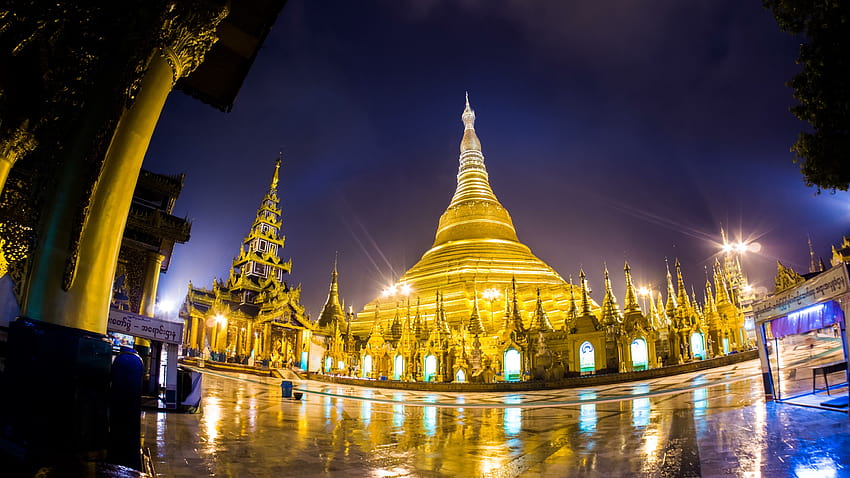 Templo de la pagoda de Shwedagon en el país de Myanmar, pagoda de fondo de pantalla