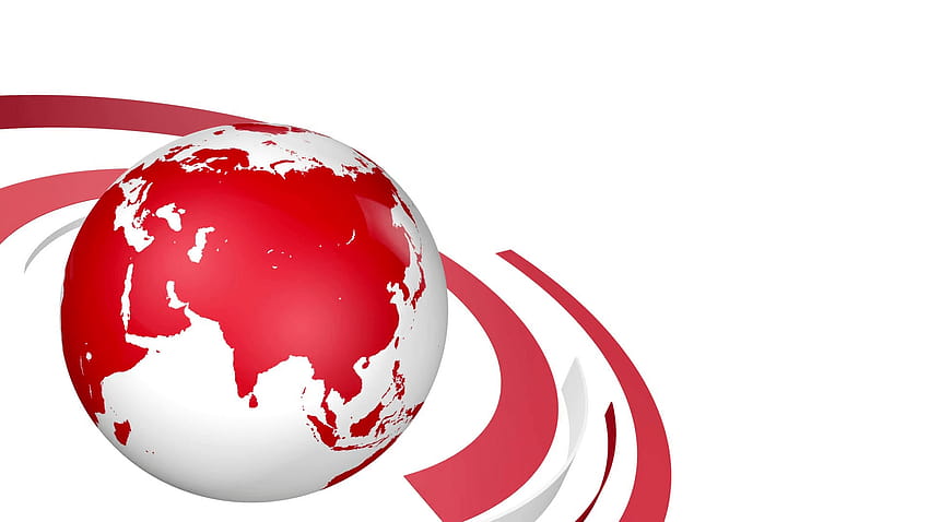 Latar belakang globe gaya berita merah dan putih animasi bergerak, latar belakang merah dan putih Wallpaper HD