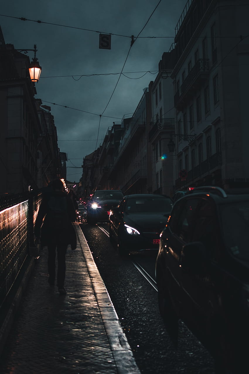 vehicles on roadway at nighttime – Street, black street HD phone wallpaper