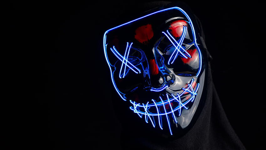 Anónimo, máscara, purga, espeluznante, negro/oscuro, máscara de purga LED fondo de pantalla