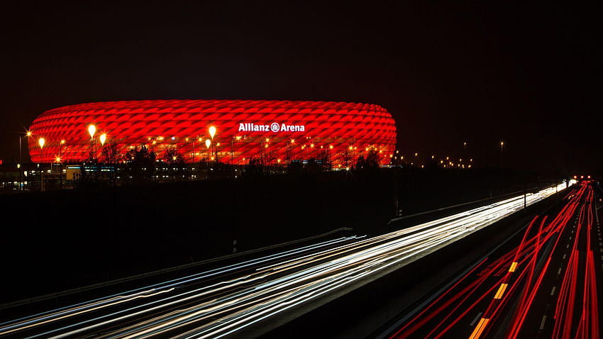 Temas Spoiler : Allianz Arena Bayern Munich : Allianz Arena Munich Fc Bayern Munich Estadio Noche Rojo Iluminación Vista superior Estadio alemán Baviera Alemania Bundesliga Bayern Munich Para fondo de pantalla