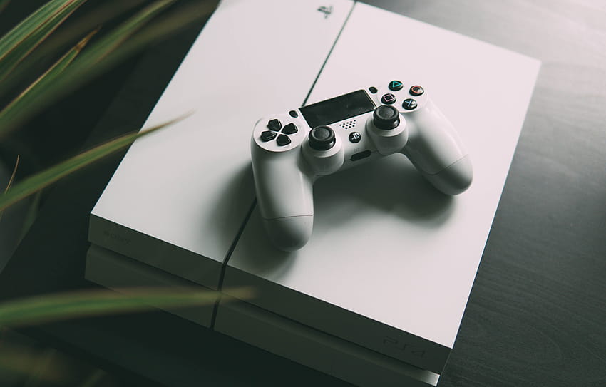 540994 6000x3830 gaming, gamer, bookeh, ps4, black, tech, video game system, table, desk, leafe, electronic, PNG , playstation, white, minimalism, video game, ps4 minimalist white HD wallpaper