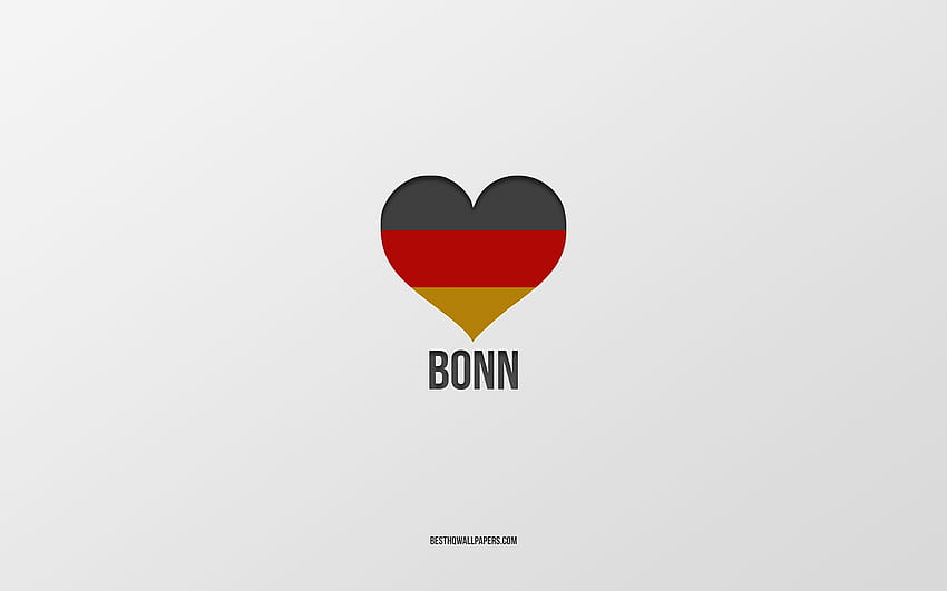 I Love Bonn, German cities, gray background, Germany, German flag heart, Bonn, favorite cities, Love Bonn with resolution 2560x1600. High Quality HD wallpaper