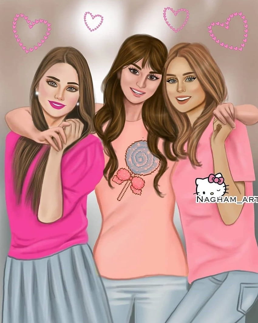 Pin on Drawing, three best friends girls HD phone wallpaper | Pxfuel