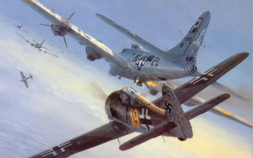 fw 190 vs B17, focke wulf fw 190 Tapeta HD