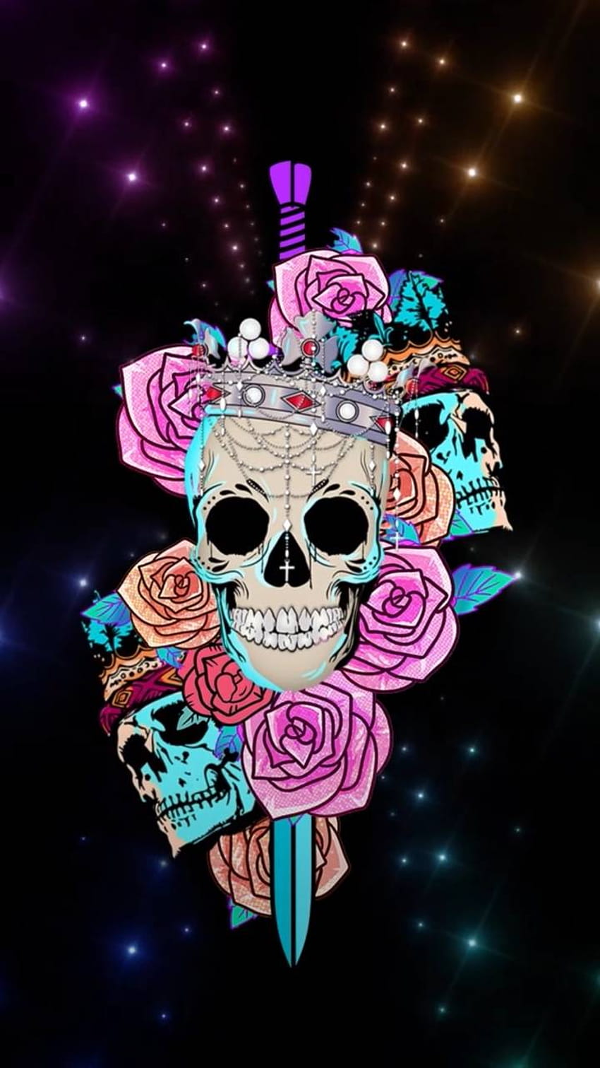 Skull Girly, floral skull HD phone wallpaper