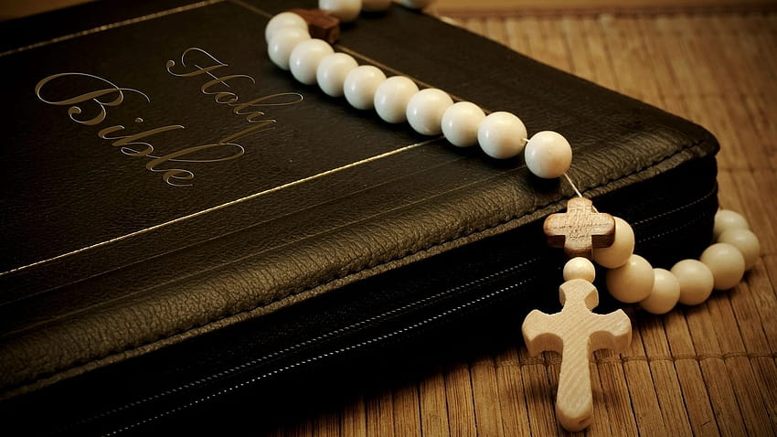 book Bible Rosary cross, bible and rosary HD wallpaper