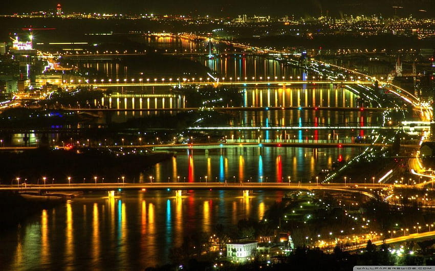 Lights at Danube, Vienna : : High HD wallpaper