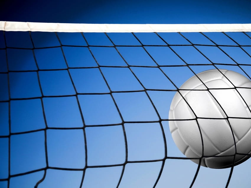 volleyball background,net,daytime,ball,blue,goal HD wallpaper