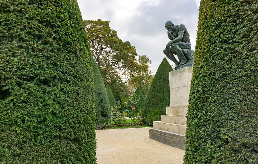 Park, Francja, Paryż, rzeźba, Myśliciel, Auguste Rodin , sekcja город Tapeta HD
