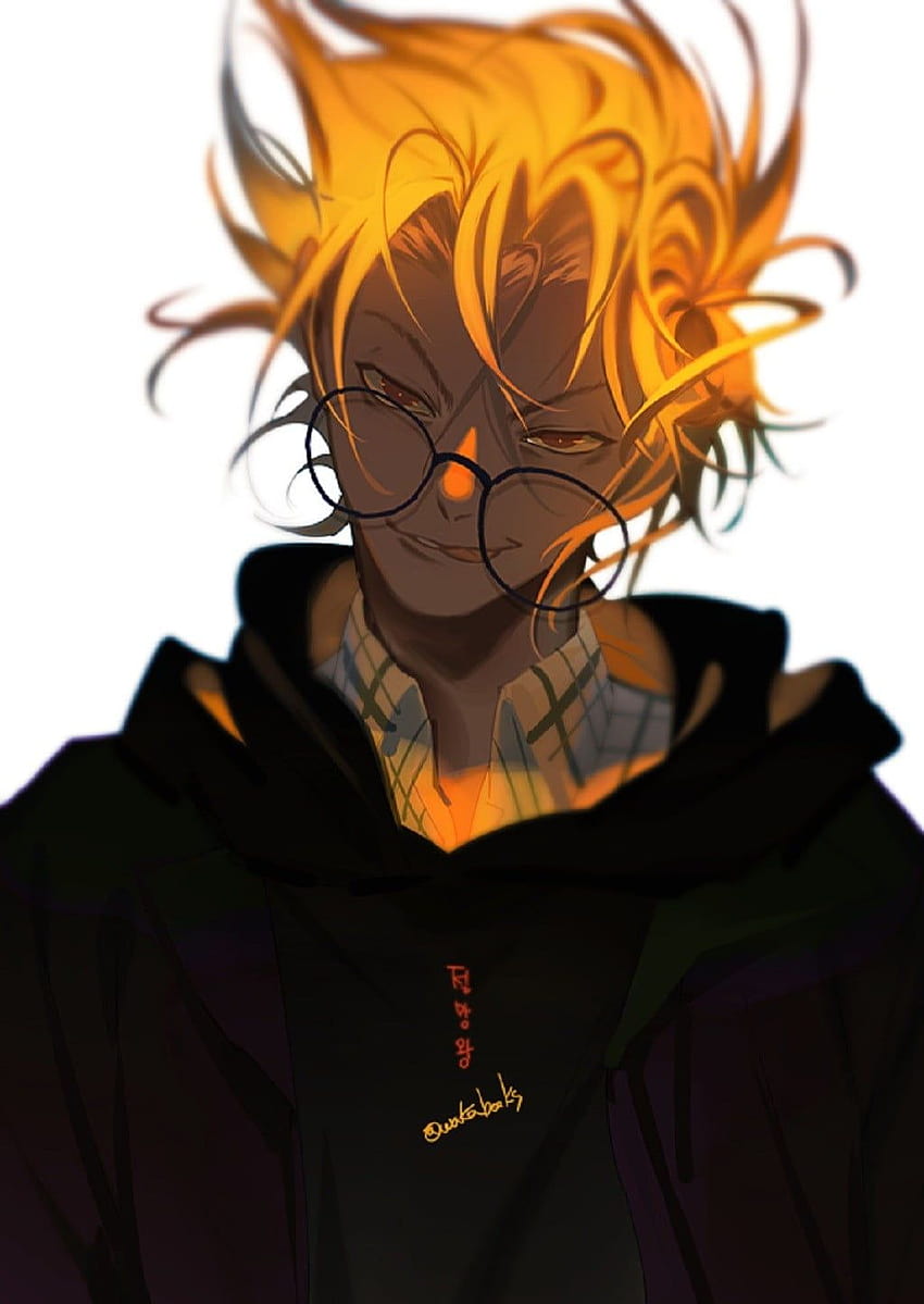 Male yellow hair wearing eyeglasses and black hoodie anime, anime boy  wearing hoodie HD phone wallpaper | Pxfuel