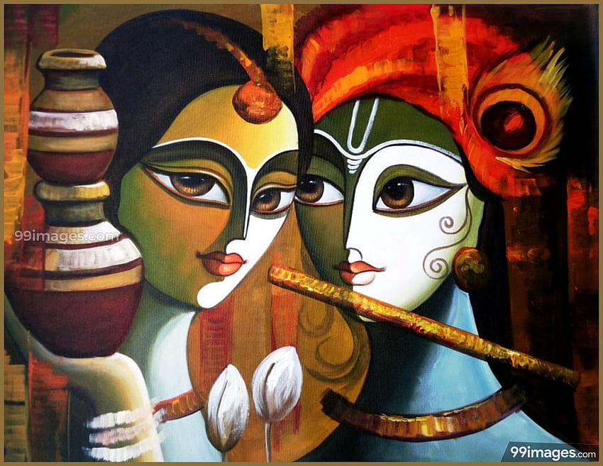 ✅[17 Radha Krishna , madhubani art HD wallpaper