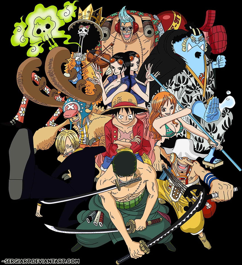Straw Hat Mugiwara Happy One Piece Luffy Crew Chibi, one piece crew HD phone wallpaper