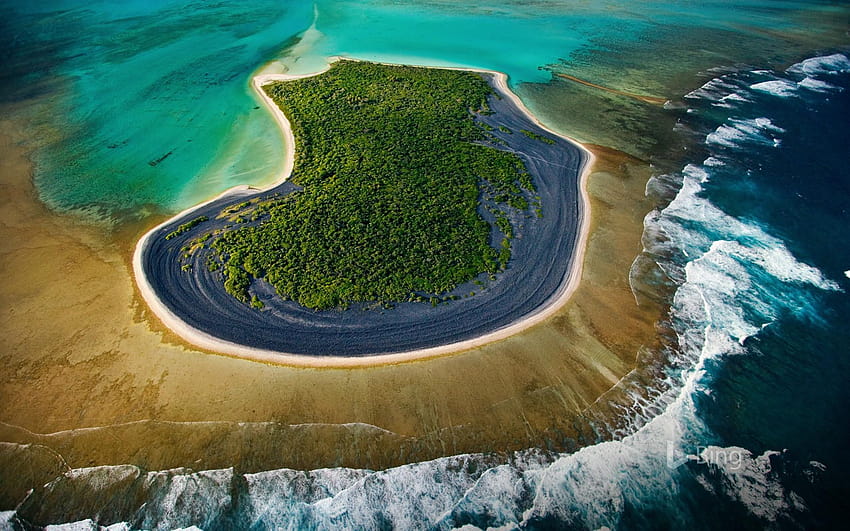 Islote Nuami, atolón Nokan Hui en el sur de la Isla de Pinos, Nueva, Nueva Caledonia fondo de pantalla