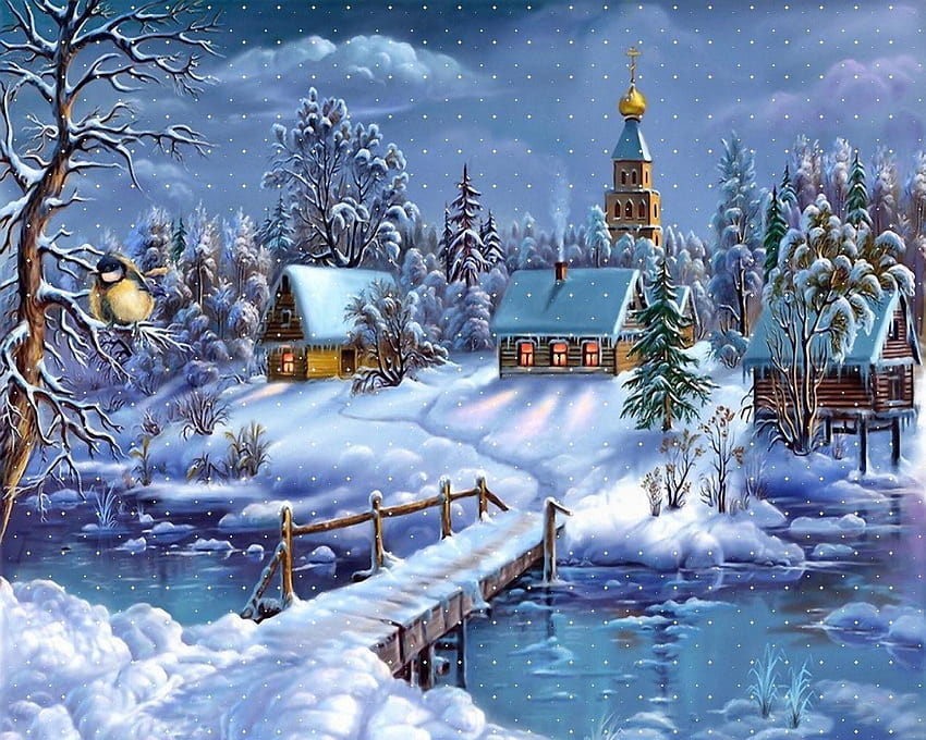 Winter Dreamland Карикатури Анимирани в jpg, аниме зима HD тапет