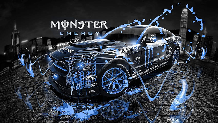 Monster Energy Logo Blue HD wallpaper