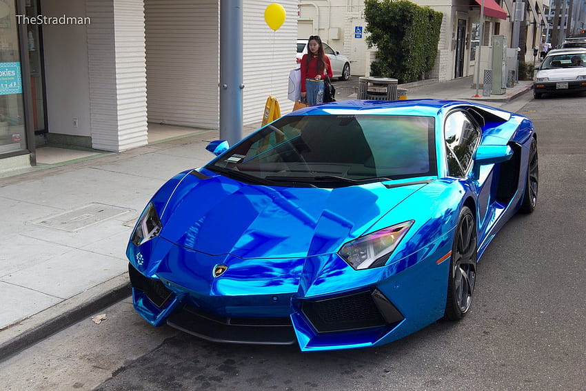 Aventador blue Chrome Lamborghini lp700 supercars Tuning wrapping, stradman HD wallpaper