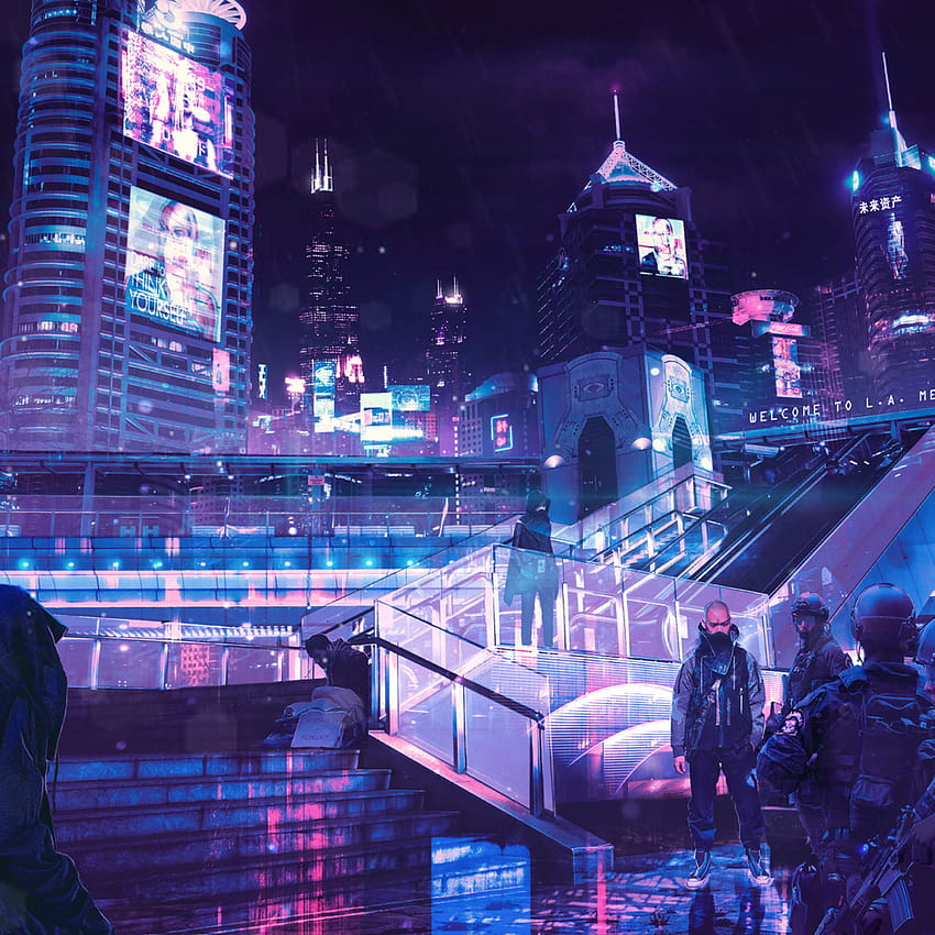 2932x2932 Cyberpunk Neon City Ipad Pro Retina Display Backgrounds