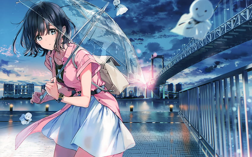 2560x1600 Anime Girl, Ghost, Bridge, Transparent Umbrella, ghost girl anime HD wallpaper