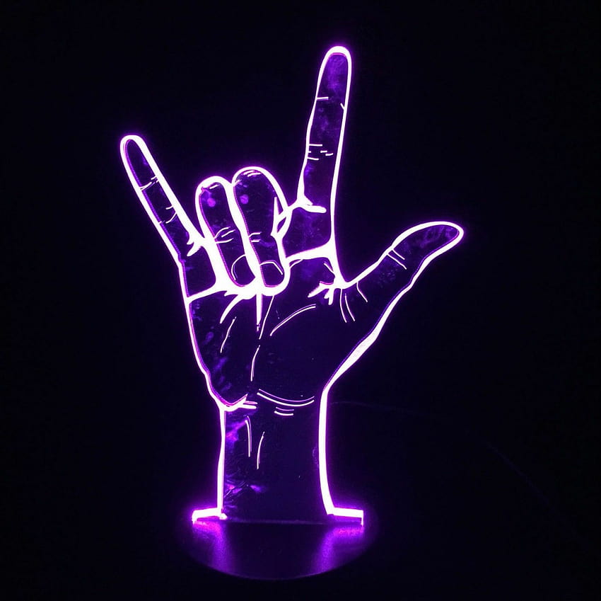 Te amo lenguaje de señas USB LED holograma luz nocturna ilusión óptica 3D fondo de pantalla
