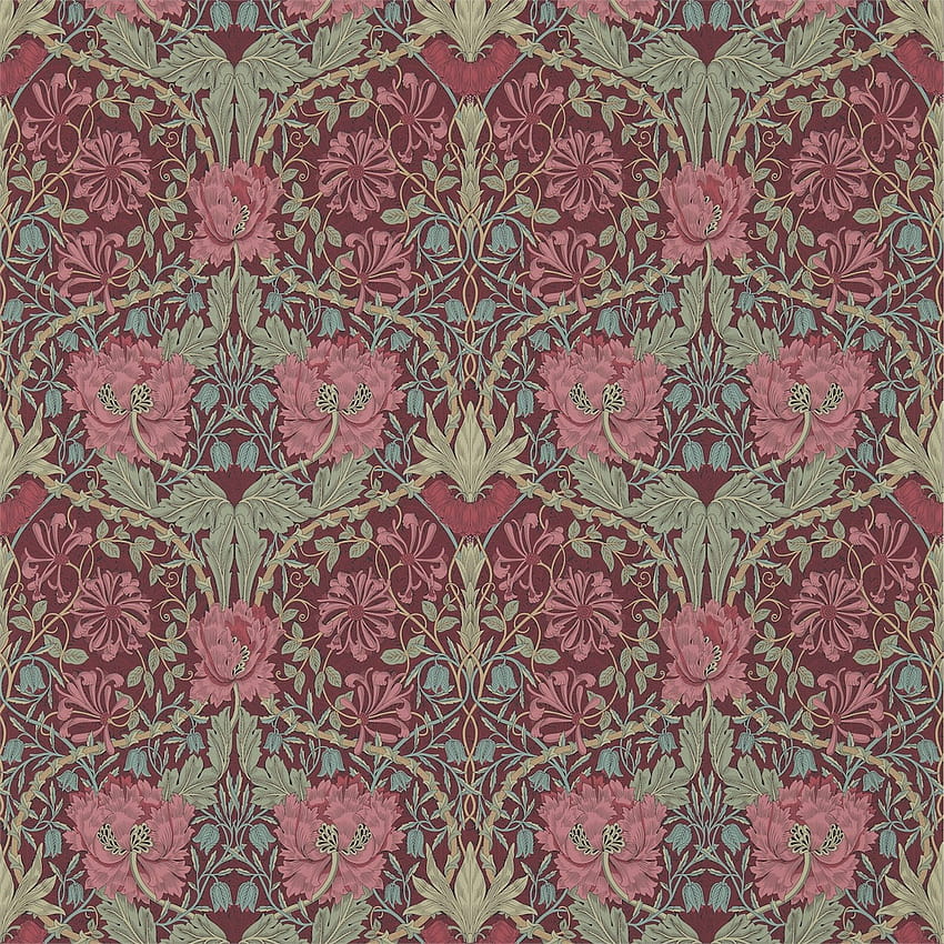 Honeysuckle & Tulip Burgundy/Sage HD phone wallpaper