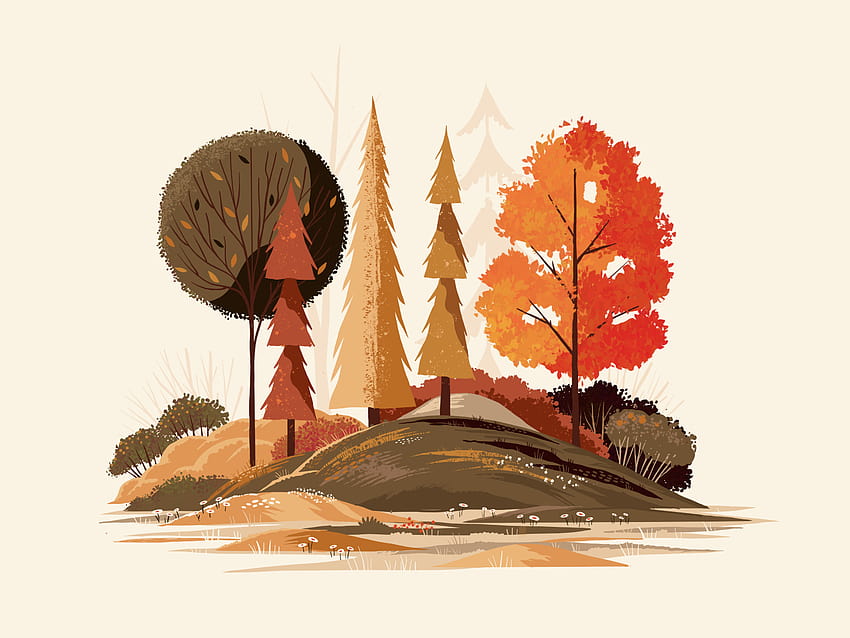 Autumn Vibes: 3 helle und gemütliche Herbstillustrationen, Zeichnungen der Herbstsaison HD-Hintergrundbild